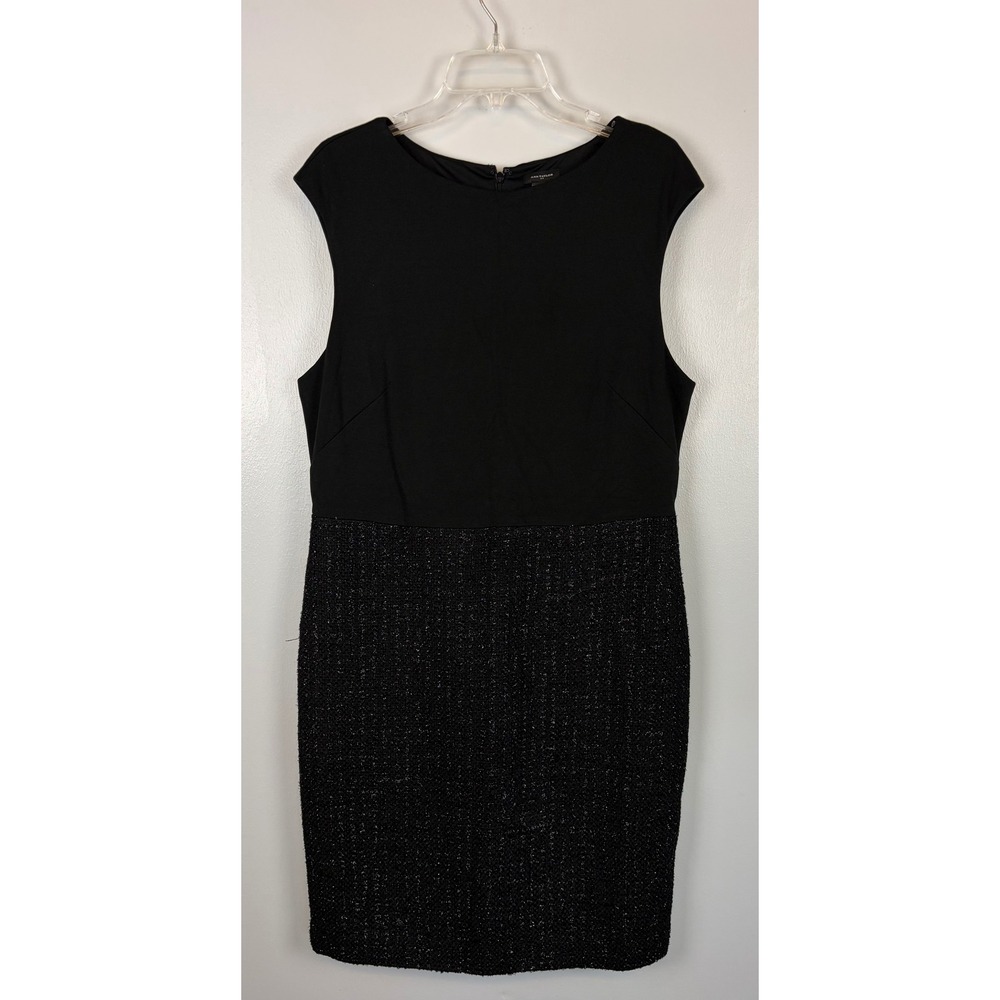 Ann Taylor Black Silver Metallic Tweed Sheath Dress Size 12‎ Career Office Work